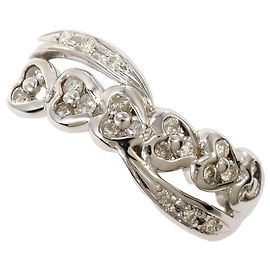 Autre Marque 18K White Gold Band Ring with Diamond Golden