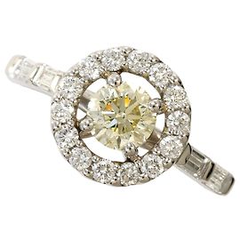 Autre Marque Platinum Band Ring with Yellow Diamond Other