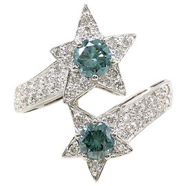 Autre Marque Platin-Ring mit blauem Diamanten Blau Andere