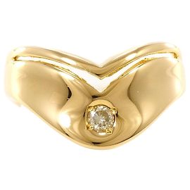 Autre Marque 18K Yellow Gold Band Ring with Diamond Golden