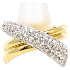Autre Marque Platinum and Yellow Gold Band Ring with Diamond Golden Other