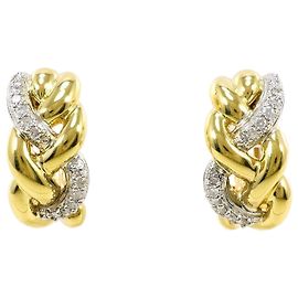 Autre Marque Boucles d'oreilles clips en or jaune 18K et platine avec diamant Doré Autre