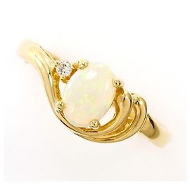 Autre Marque 18K Gelbgold-Ring mit Opal und Diamant Golden