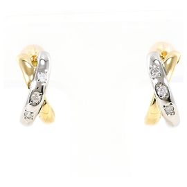 Autre Marque Orecchini a me mezza cerchio in oro giallo 18K e platino e diamanti D'oro Altro