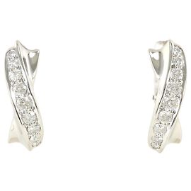 Autre Marque Orecchini a clip in oro bianco 18K e platino con diamanti D'oro Altro