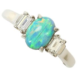 Autre Marque Platinring mit Opal und Diamanten Andere