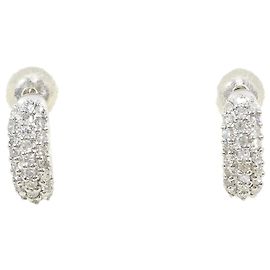 Autre Marque Platinum Half Hoop Earrings with Diamonds Other