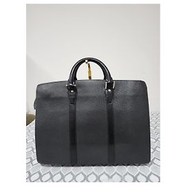 Louis Vuitton Taiga Lozan Briefcase in Black Leather Black