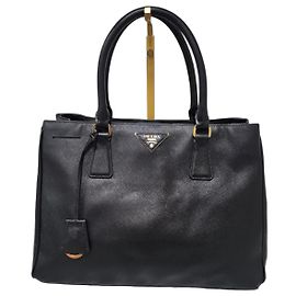 Prada Saffiano Leather Medium Galleria Double Zip Tote - Black Black