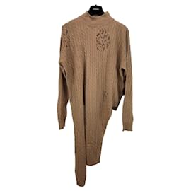 Blumarine Suéter de punto trenzado desgastado Camello