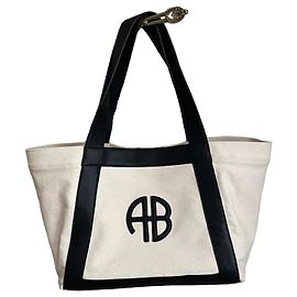 Anine Bing Bolsa Cara Canvas Natural Preto Bege