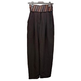 Alaïa Calça de cintura alta com cinto de couro Marrom