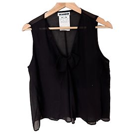 Top senza maniche nero trasparente con dettaglio fiocco Jil Sander Nero