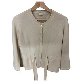 Valentino Roma Cream Cardigan aus 100% Kaschmir mit Gürtel Roh