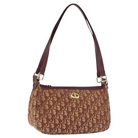 Borsa a Spalla Christian Dior Trotter Canvas Rosso Oro Auth 186843 Rosso D'oro