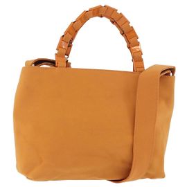 Bolsa Salvatore Ferragamo Vala Canvas 2way Laranja Prata Auth BA13480 Prata Laranja