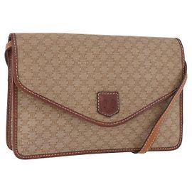 Céline Sac à bandoulière CELINE Macadam Canvas PVC Cuir Beige Or Auth 187364 Beige Doré