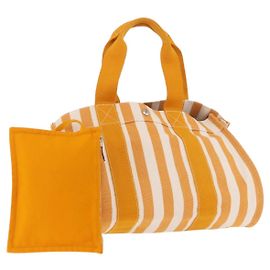 Hermès HERMES Cannes PM Handtasche Canvas Gelb Silber Authentisch 186325A Silber Gelb