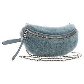 Miu Miu Chain Shoulder Bag fur Blue Silver Auth 184817M Silvery Blue