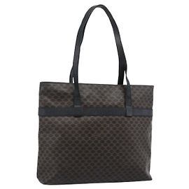 Céline Bolsa Tote CELINE Macadam em lona e couro PVC preto e dourado Auth ka4807 Preto Dourado