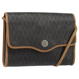 Borsa a Spalla Christian Dior Honeycomb Canvas PVC Nero Oro Auth 186880 Nero D'oro