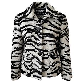 Webra-Print Kunstpelzjacke Versace Jeans Couture Schwarz Weiß Zebra-druck