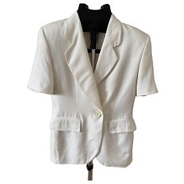 Autre Marque Studio 0001 by Ferre White Linen Short Sleeve Blazer White