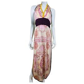 Jean Paul Gaultier Soleil Maxi-Kleid Paisley Schwarz Pink Beige Lila Gelb