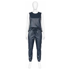 Completo Max Mara Leisure Top e Pantaloni Similpelle Blu Navy Blu scuro