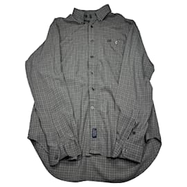 Thomas Burberry Checked Button-Down Shirt Beige Grey