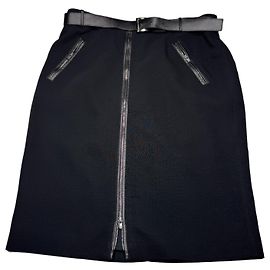 Autre Marque Armani Collezioni schwarzer Midirock mit Ledergürtel Schwarz
