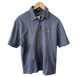Polo in cotone blu da uomo Burberry Blu