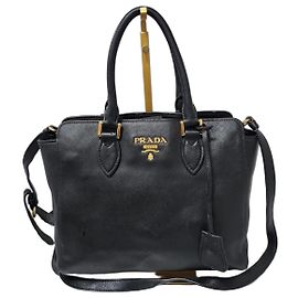 Prada Baltico Borsa Satchel Piccola Pelle Saffiano Nera Nero