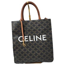 Céline Tote Verticale Medium Tela Triomphe Marrone Nero