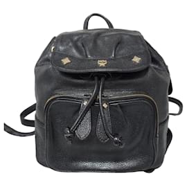 MCM Black Leather Backpack Black