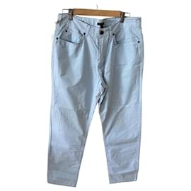Burberry Hellblaue gestreifte Baumwollhose Hellblau