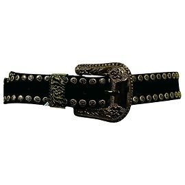 Moschino Cheap and Chic Black Suede Western Belt Black Golden
