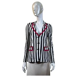 Moschino Cheap and Chic Striped Blazer - Black & White Black White Red