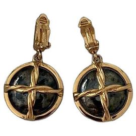 Givenchy Boucles d'oreilles clips plaquées or et pierres vertes Doré Vert