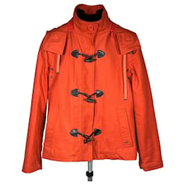 Thomas Burberry Orange Wool Duffle Coat Orange