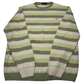 Burberry Gestreifter Strickpullover Beige Grün