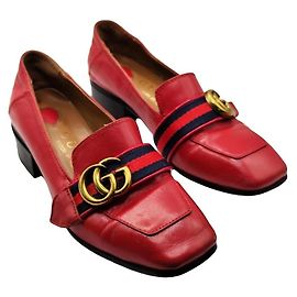 Gucci Mocasines de cuero rojo con Horsebit Roja