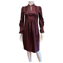 Dsquared2 Robe en soie bordeaux à volants Bordeaux