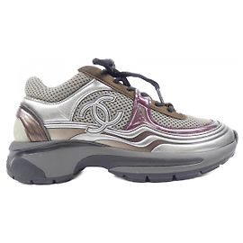 Chanel Sneaker Braun Silber Rot Beige