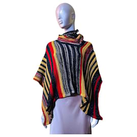 Missoni gestreifter Strick-Poncho multicolor Schwarz Rot Mehrfarben Gelb