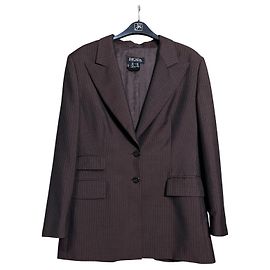 Escada Margaretha Ley Pinstripe Wool Mohair Blazer - Brown Brown