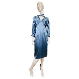 Autre Marque Fête Impériale Vestido midi de seda azul Azul
