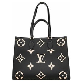 Borsa Tote Louis Vuitton Monogram Empreinte Bicolor OnTheGo MM Nero Beige