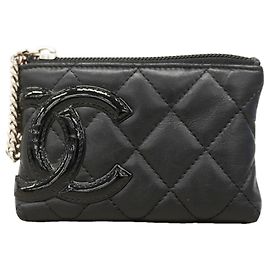 Monedero de piel de cordero Chanel Cambon en negro Negro