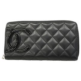 Portafoglio lungo in agnello Cambon Chanel Nero